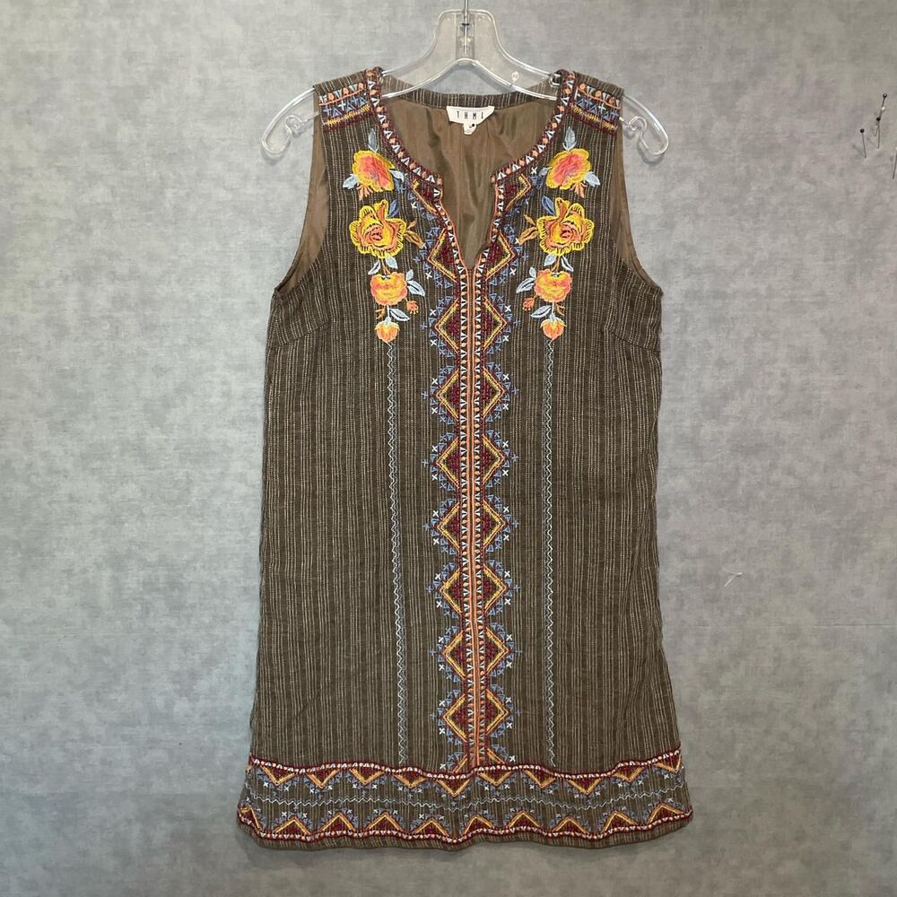 Linen blend shift dress